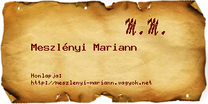 Meszlényi Mariann névjegykártya